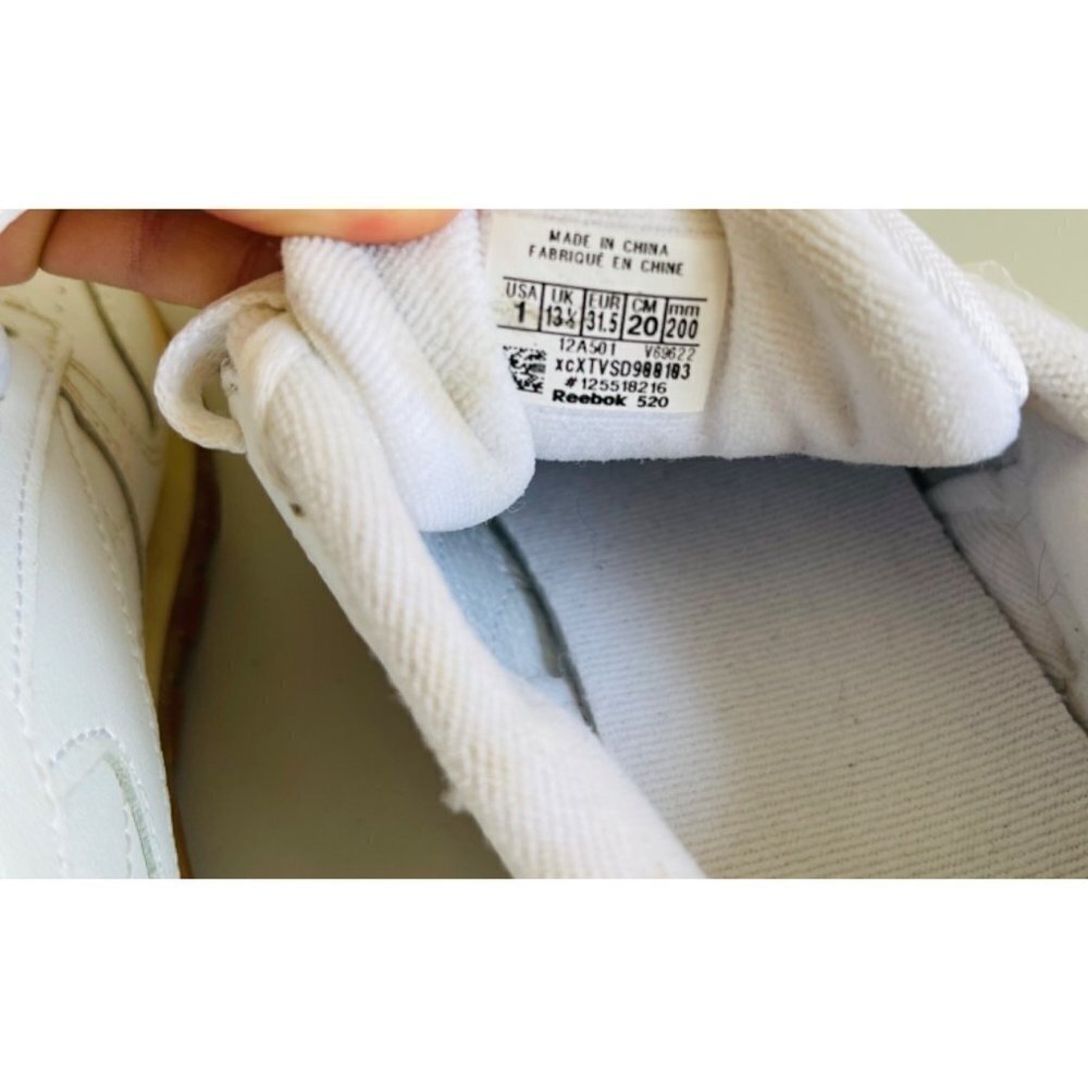 Reebok All White Kids Sneakers - Big boy Sz 1 - Picture 7 of 8